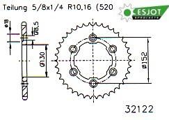 Zębatka tylna ESJOT 50t YAMAHA yz/yzf