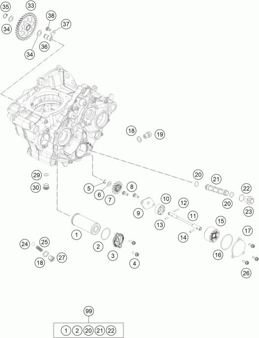 OEM KTM 58038023300 sprężnya pompy oleju 25 mm