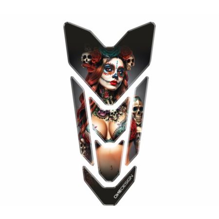 Tankpad ONE DESIGN GOLD ART RED SKULL WOMAN
