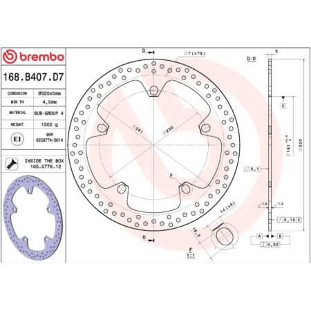 Tarcza hamulcowa BREMBO BMW F800GT