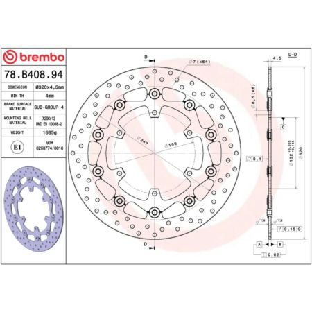 Tarcza hamulcowa BREMBO ORO YAMAHA FJR 1300