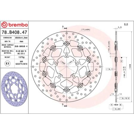 Tarcza hamulcowa BREMBO ORO TRIUMPH TIGER 800