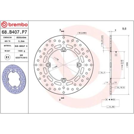 Tarcza hamulcowa BREMBO ORO HONDA CRF 1000 L