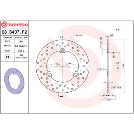 Tarcza hamulcowa BREMBO ORO YAMAHA GPD 125 NMAX