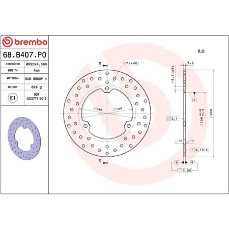 Tarcza hamulcowa BREMBO ORO YAMAHA MT-03