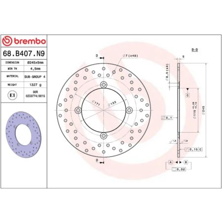 Tarcza hamulcowa BREMBO ORO YAMAHA YP 125 X-MAX