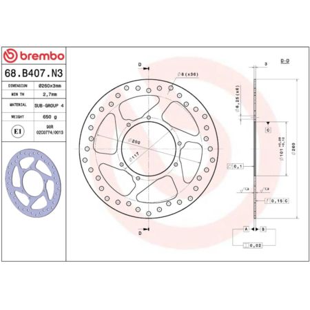 Tarcza hamulcowa BREMBO ORO HONDA CRF 250 R