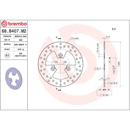 Tarcza hamulcowa BREMBO ORO PEUGEOT DJANGO 125
