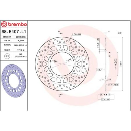 Tarcza hamulcowa BREMBO ORO YAMAHA FJR 1300