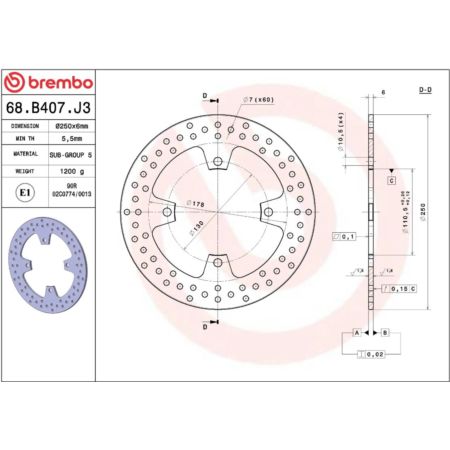 Tarcza hamulcowa BREMBO ORO KAWASAKI Z 800 E