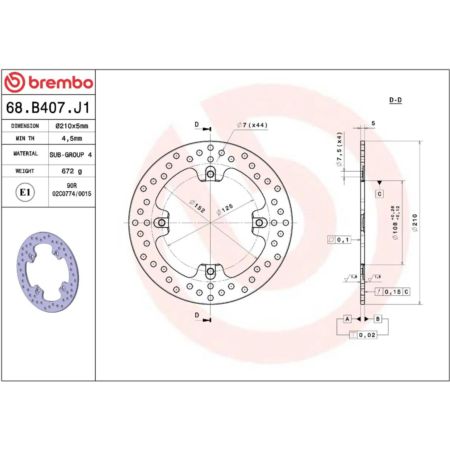 Tarcza hamulcowa BREMBO ORO MV AGUSTA BRUTALE 1090