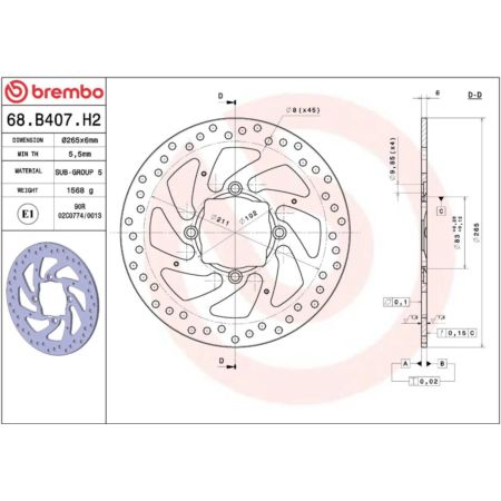 Tarcza hamulcowa BREMBO ORO DUCATI DIAVEL 1200
