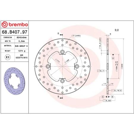 Tarcza hamulcowa BREMBO ORO HONDA NSS 300 FORZA