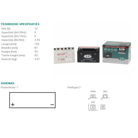 Akumulator LANDPORT ytx7a-bs 12v 6ah 152x88x94
